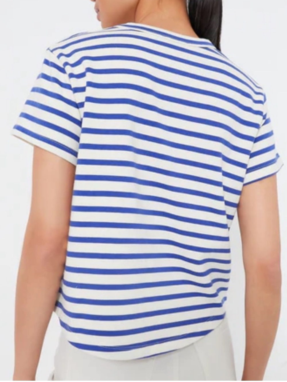 Tuckernuck Blue White Striped 100% Cotton Classic Crewneck T Shirt Top Size L - Picture 2 of 10